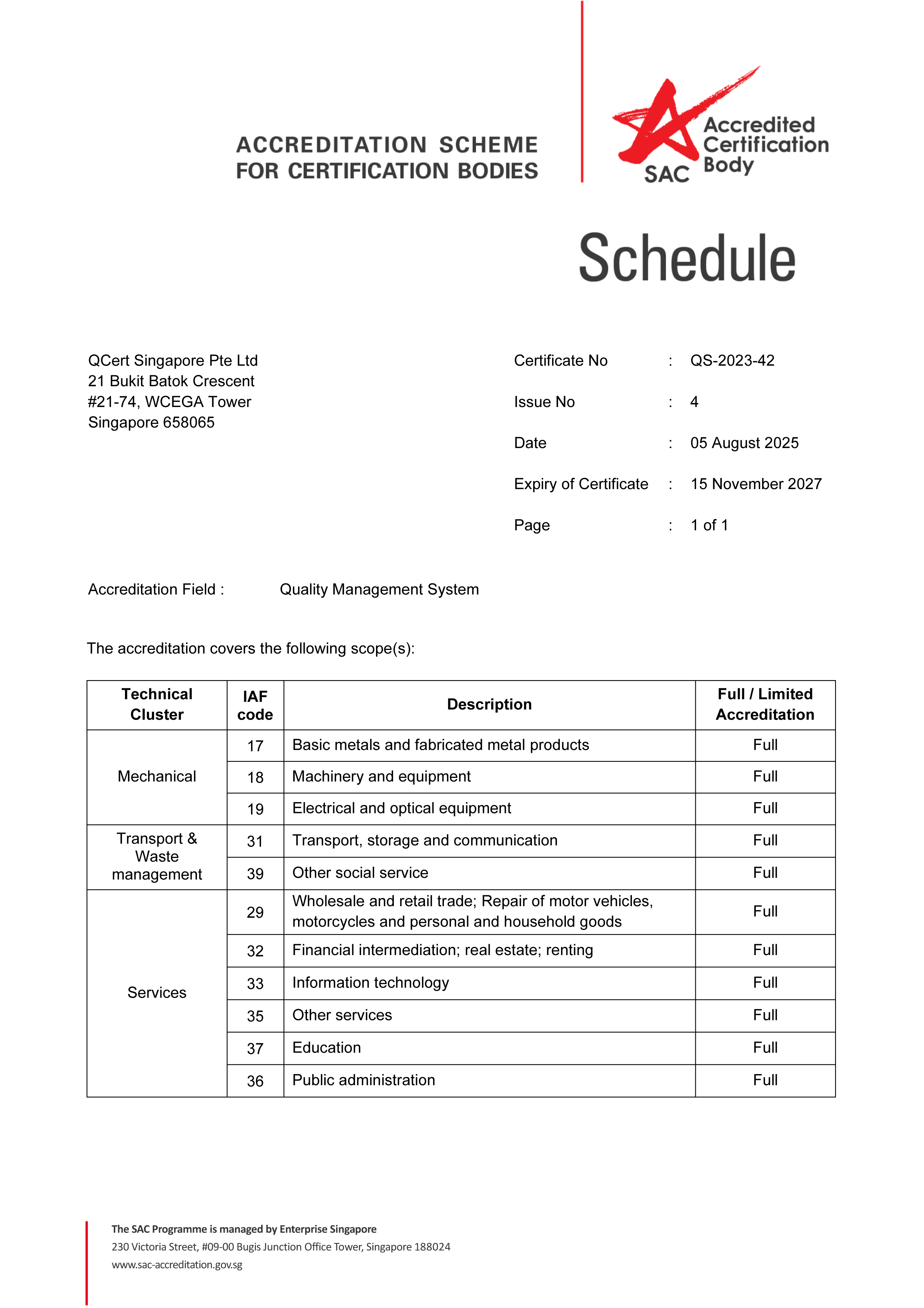 Jadwal SAC — ISO 9001