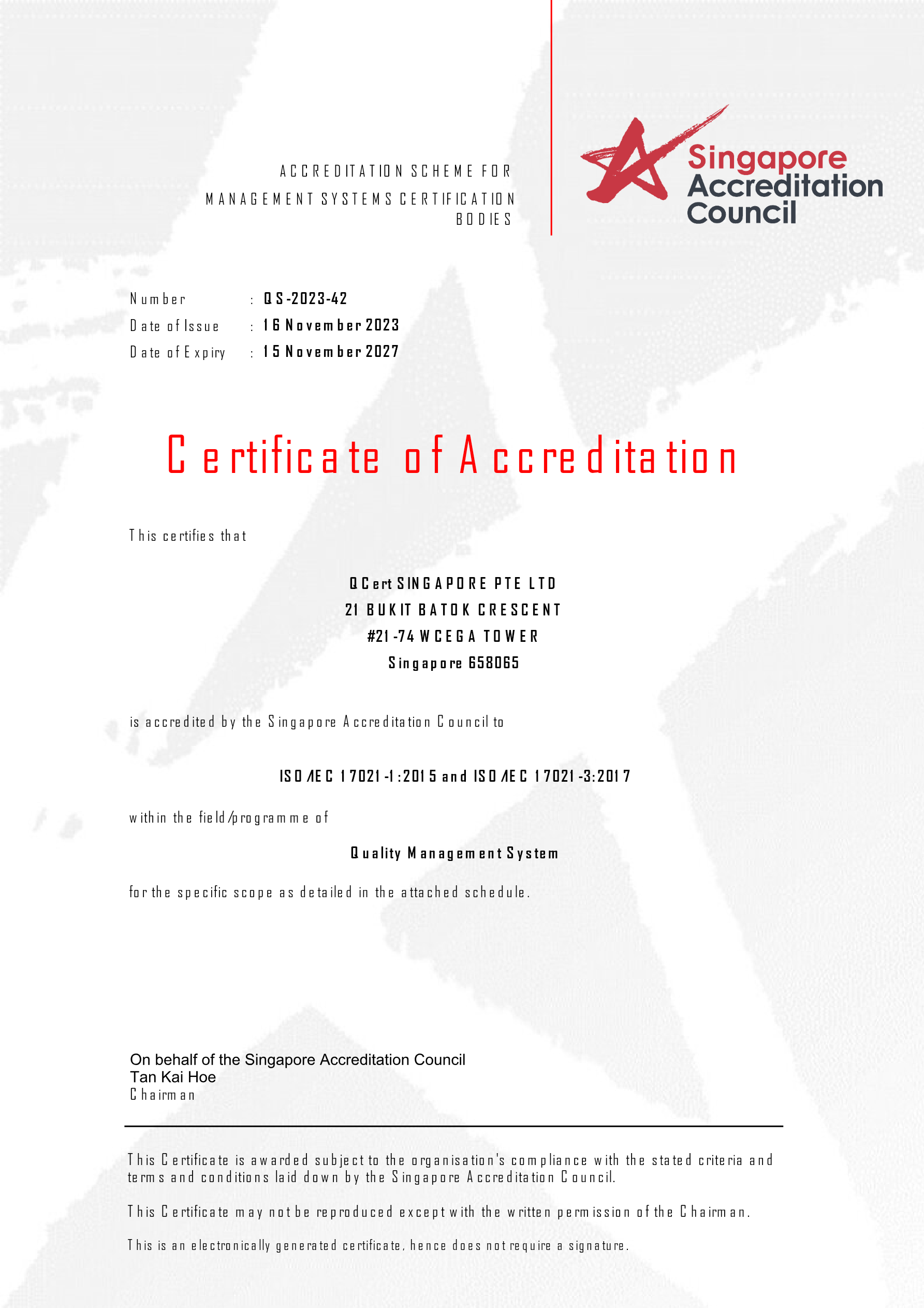 Sertifikat SAC — ISO 9001 (QS-2023-42)